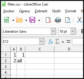 Example: filter.csv file